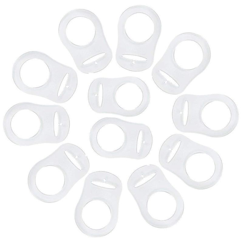 12pcs Transparent Silicone Button Ring Dummy Pacifier Holder Clip Adapter for Baby Mam Soother