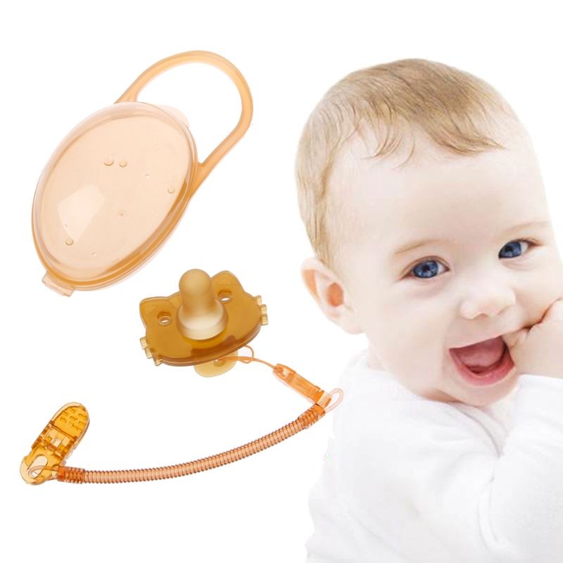 Spring Soother Nipple Clip Chain with Baby Pacifier and Portable Pacifier Box Baby Infant Toddler Doll Pacifier Strap Holder