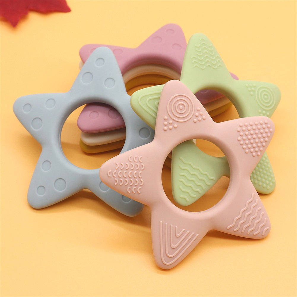 Creative Cute and Fun Five-pointed Star Baby Teether Comfortable Soft and Safe Silicone Teether Exercises Baby Grasping Ability