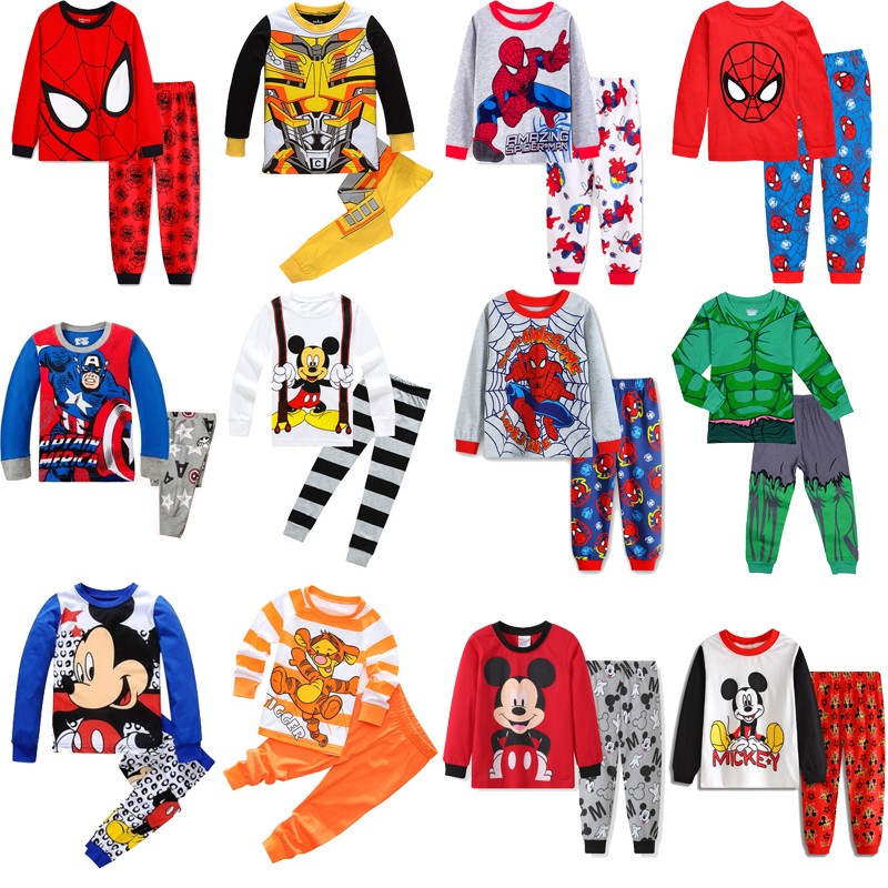 Spiderman Children's Set Cartoon Super Hero Girls Long Sleeve Cotton Long Sleeve Pajamas Kids Pajamas