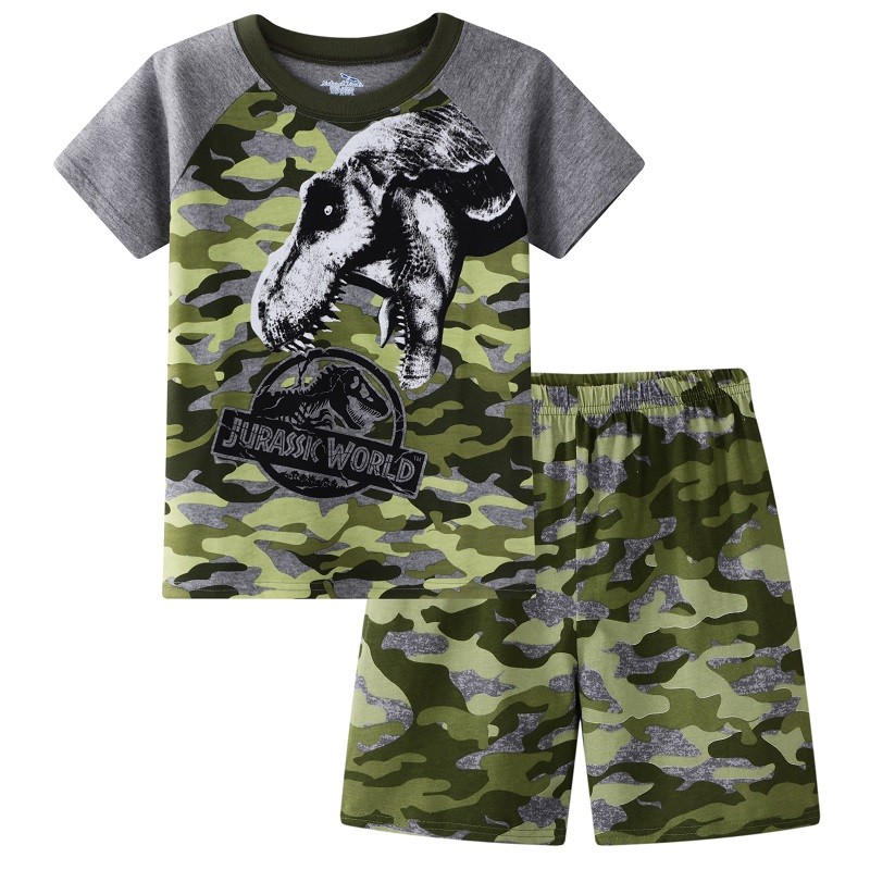 Summer Children Pajamas Suit Boys Short Sleeve Dinosaur Print Cotton Short Sleeve Baby Clothes Pajamas Clothes