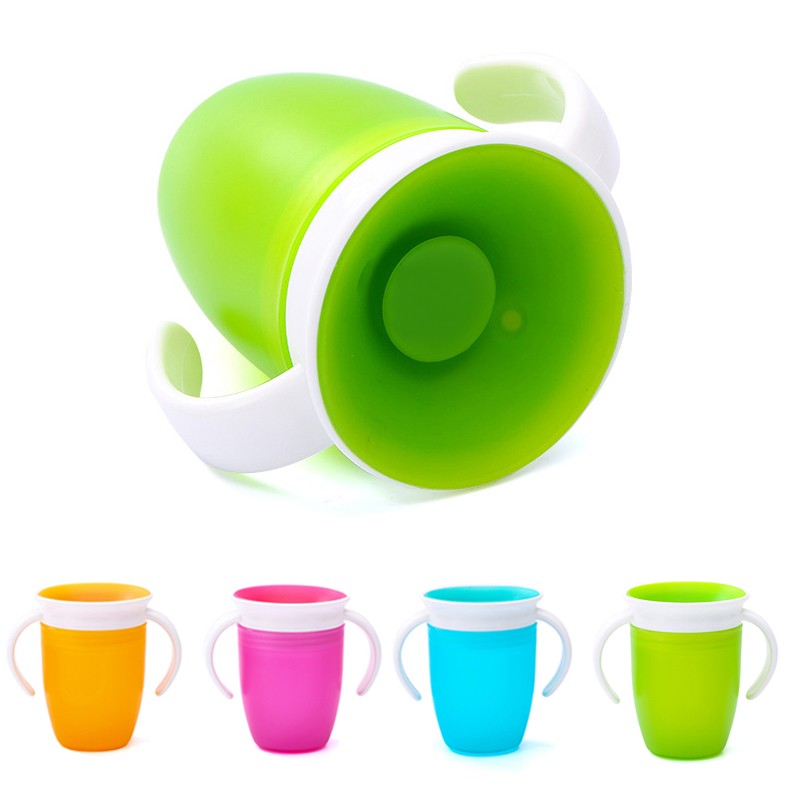 360 Degree Rotate Baby Learn Drinking Cup With Double Handle Flip Cover Leakproof Infant Water Cups BPA Free Bottle