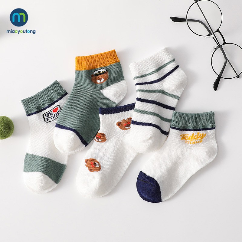 5pairs/lot Newborn Short Baby Boy Socks Spring Summer Thin Mesh Baby Socks for Girls Cotton Socks for Children Kids Miaoyoutong