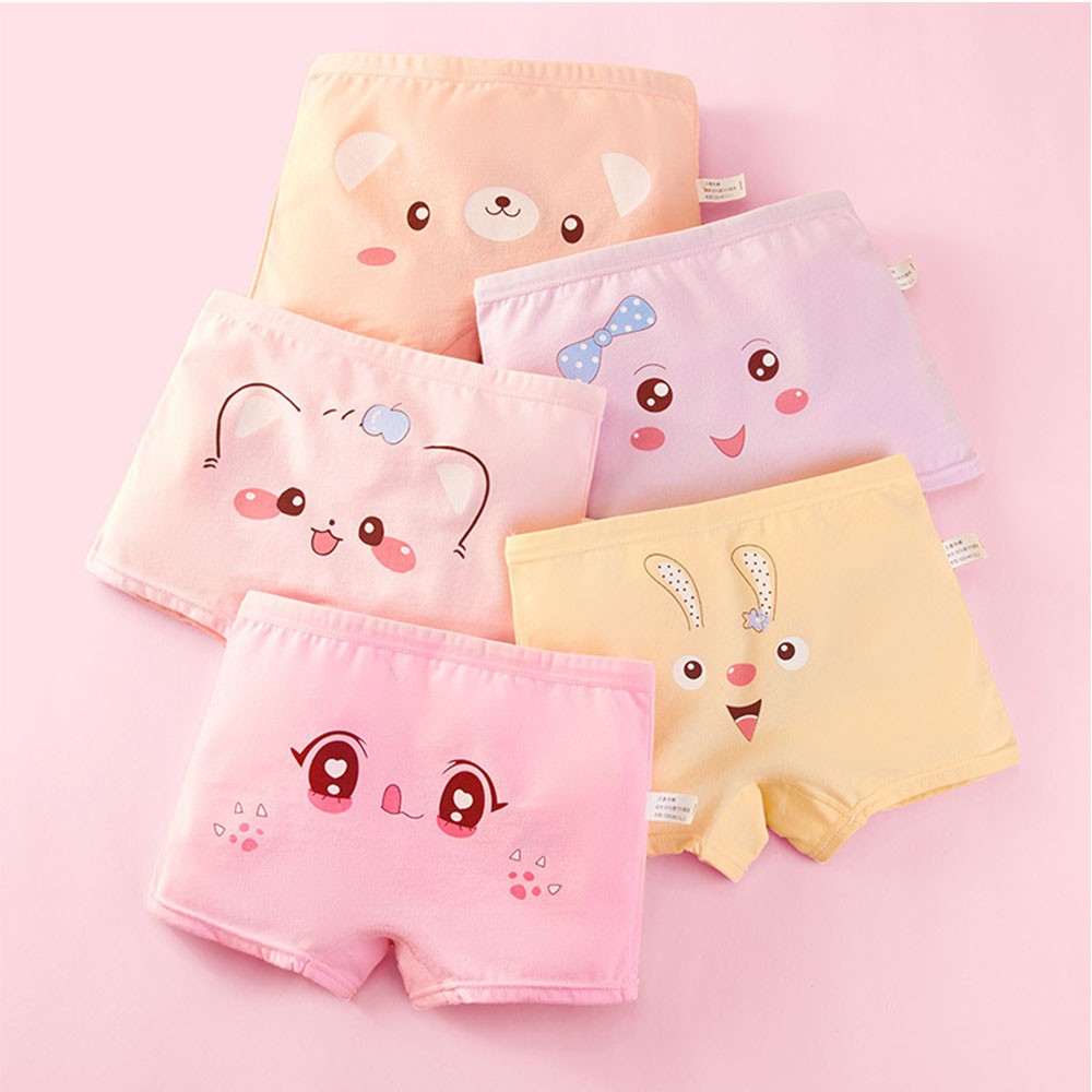 Girls Panties Kids Underwear Cotton Children Briefs Cute Cartoon Short 5pcs/lot