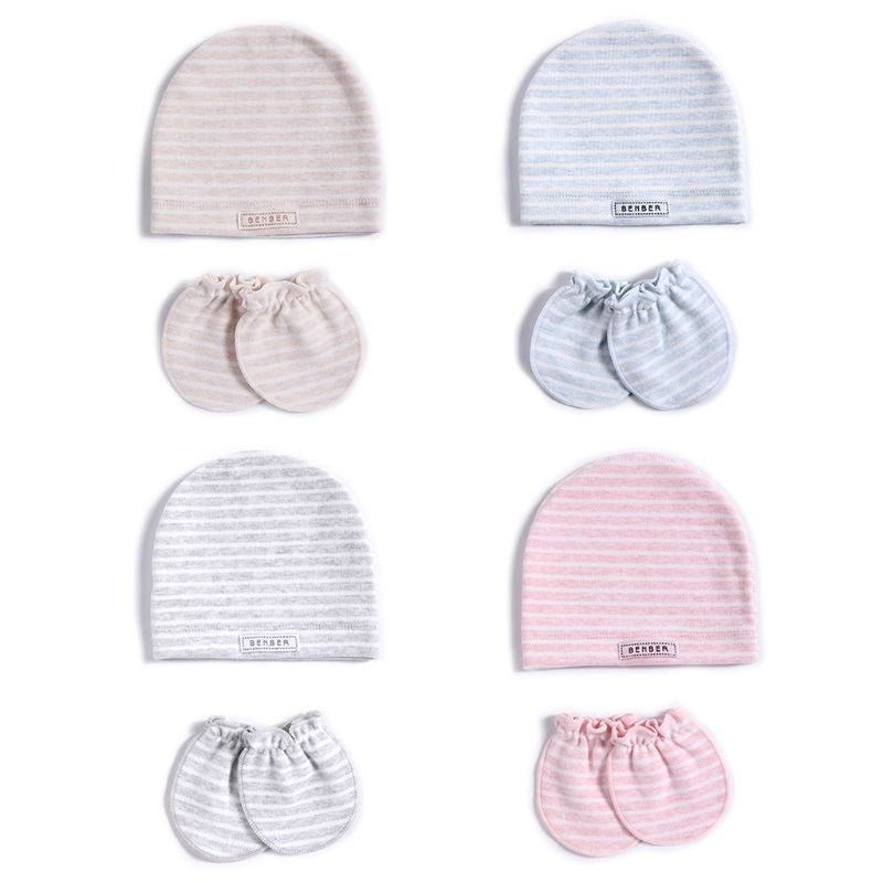 2pcs/set Simple Newborn Baby Newborn Hat Glove Set Soft Cotton Kids Infant Anti-scratch Gloves Hat Gifts