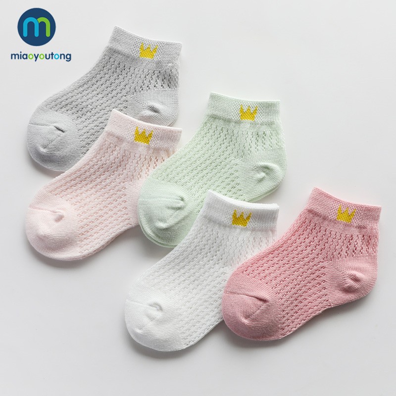 5pairs/set Breath Cotton Baby Boy Crystal Silk Kids Socks Summer Thin Mesh Baby Socks for Girls Children Socks Miaoyoutong