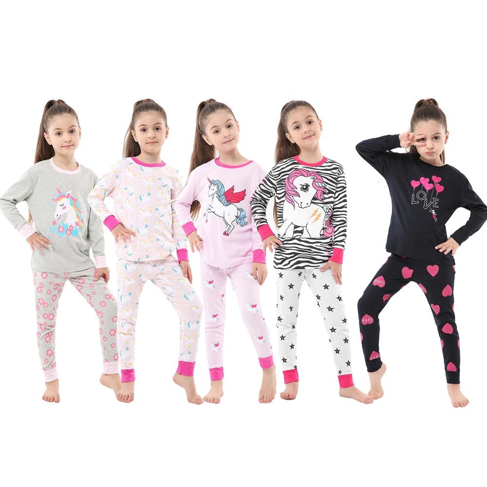 Girls Unicorn Pajamas Kids Sleepwear Dinosaur Pajamas Kids Rocket 1-8 Years New Set 2020