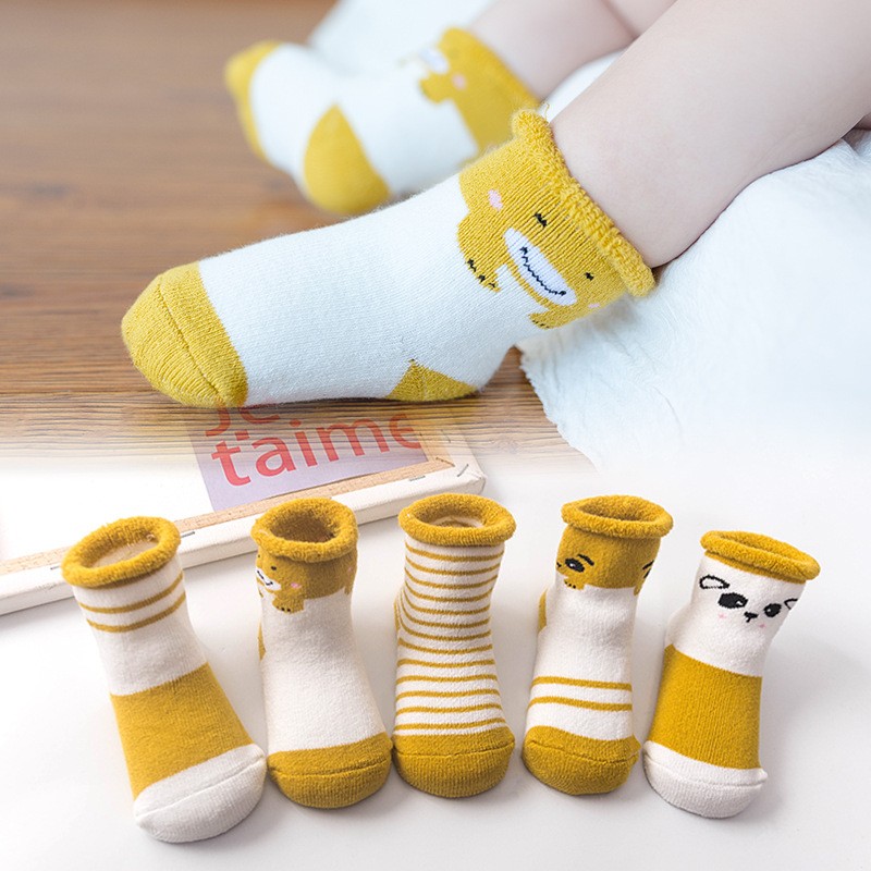 5pairs/lot Newborn Baby Socks Thick Winter Spring Autumn Warm Cute Cartoon Baby Girls Boy Socks Hot Fashion Soft Cotton Socks