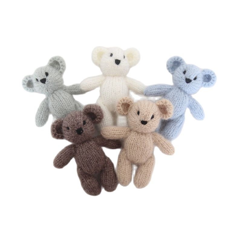 Newborn Teddy Bear Photography Accessories Knit Angola Teddy Rabbit Stuffed Animal Toy Photo Accessories