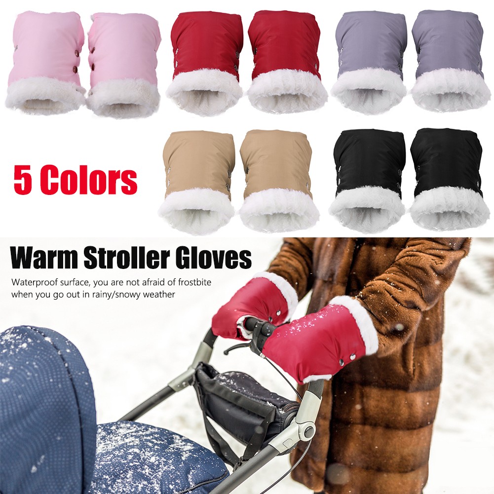 New Baby Stroller Warm Gloves Fur Fleece Hand Pram High Quality Portable Comfortable Waterproof Muff Baby Pushchair