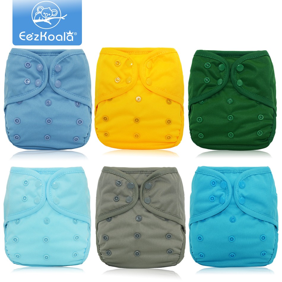 EezKoala 6pcs/set Eco Friendly Adjustable Cloth Diaper Cover Size 0-2 Years Baby Boys Girls Washable Washable