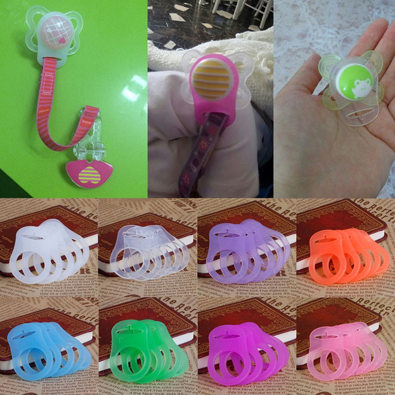 5pcs Multicolor Silicone Baby Dummy Pacifier Holder Clip Adapter for MAM Rings