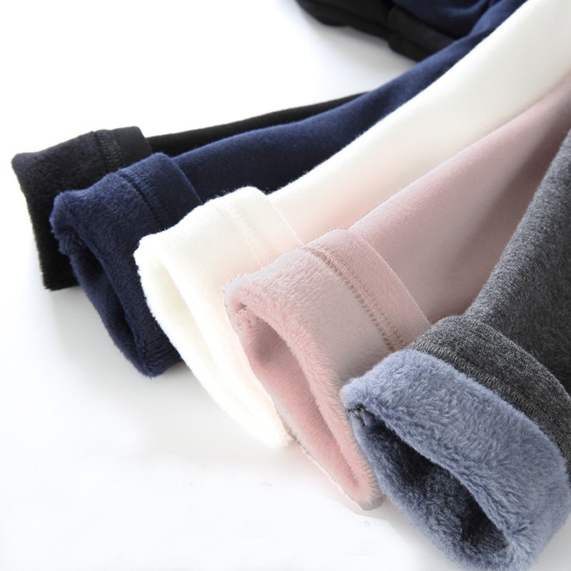 Girls Leggings Cotton Leggings Elastic Waist Warm Winter Clothes Thick Long Fleece Kids Solid Color