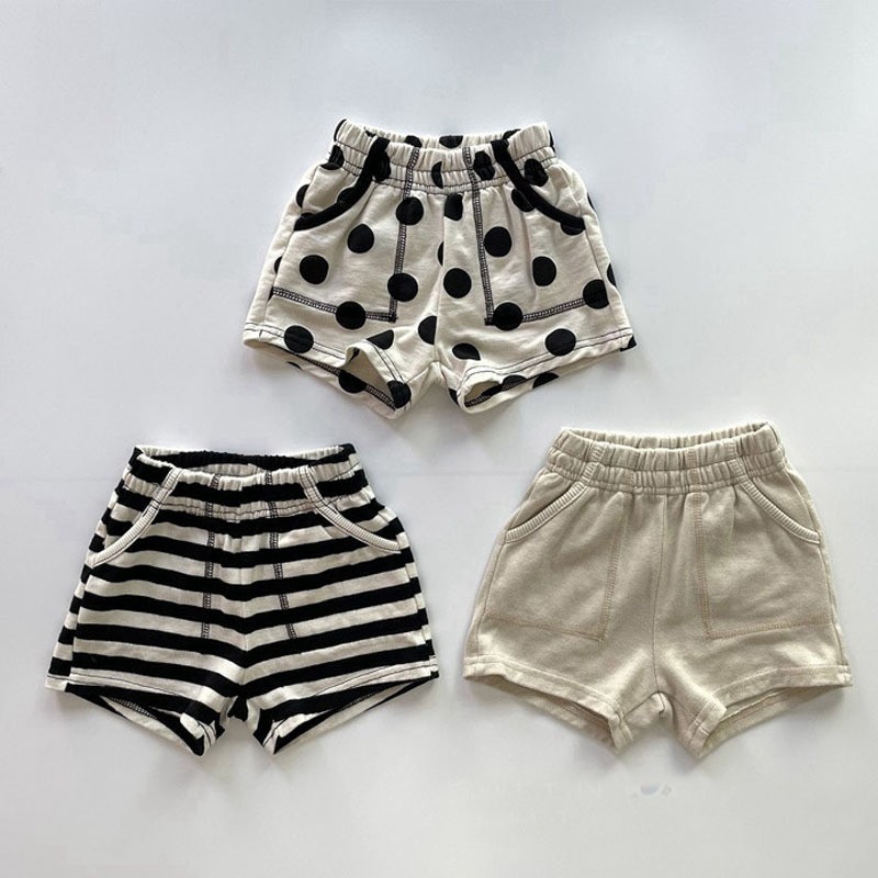 2022 Spring New Dot Print Baby Girl Shorts Kids Summer Casual Pants Children's Clothing Boys Striped Shorts Baby Short Pants