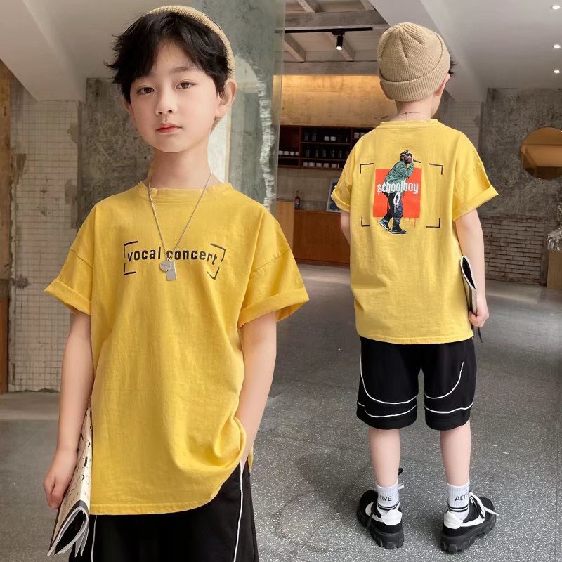 Children's clothing boys short-sleeved T-shirt summer new double-sided printing half-sleeved thin bottoming children's clothing