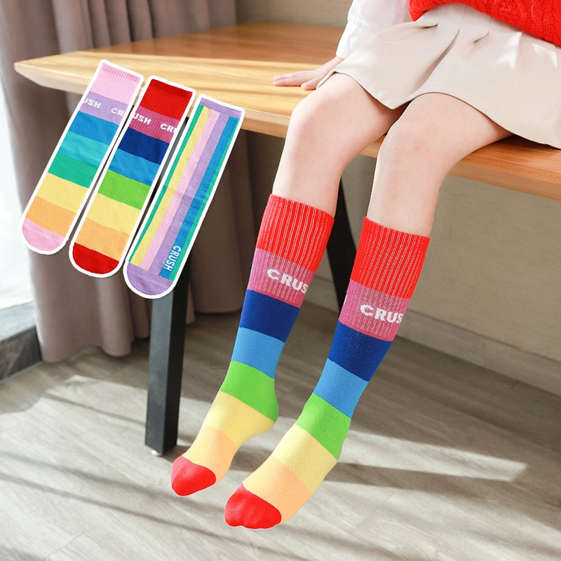 3 Pairs Kids Girls Boys Toddlers Girls Socks Knee High Long Soft Cotton Baby Socks Stripped Children School Stocking Clothes