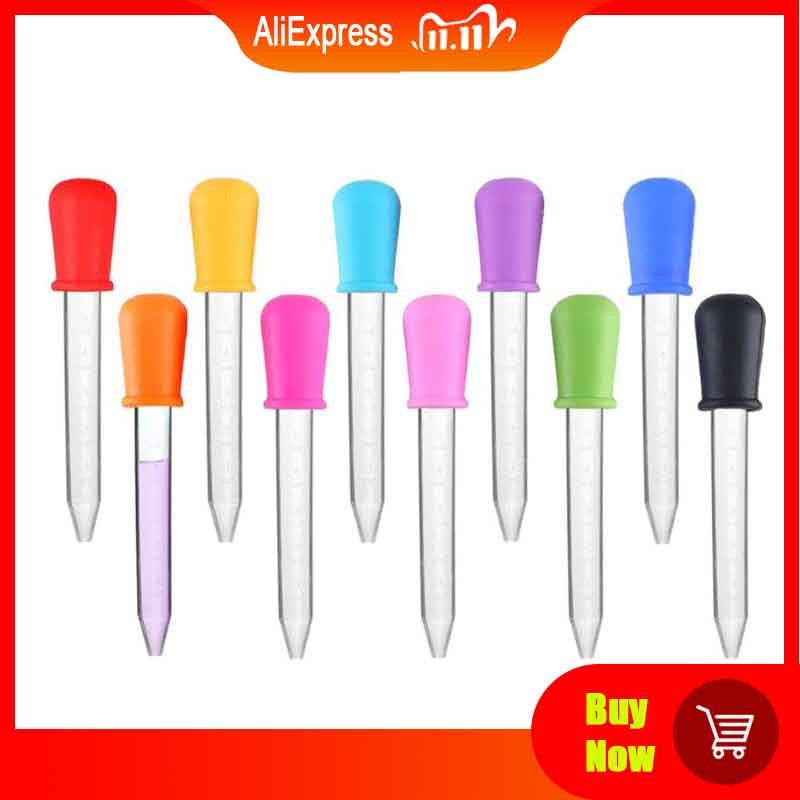 Silicone & Plastic Pipettes, 10 Pieces, Dropper, Liquid Droppers for Sweets, Kids, Kitchen, Chewing Gum & Cr Mold