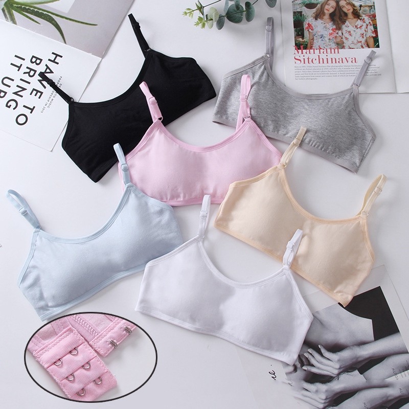 12-18Y Cotton Girls Bra Teenage Underwear Kids Sports Bra Adjustable Bra with Chest Pad Kids Seamless Bralette Puberty Clothes