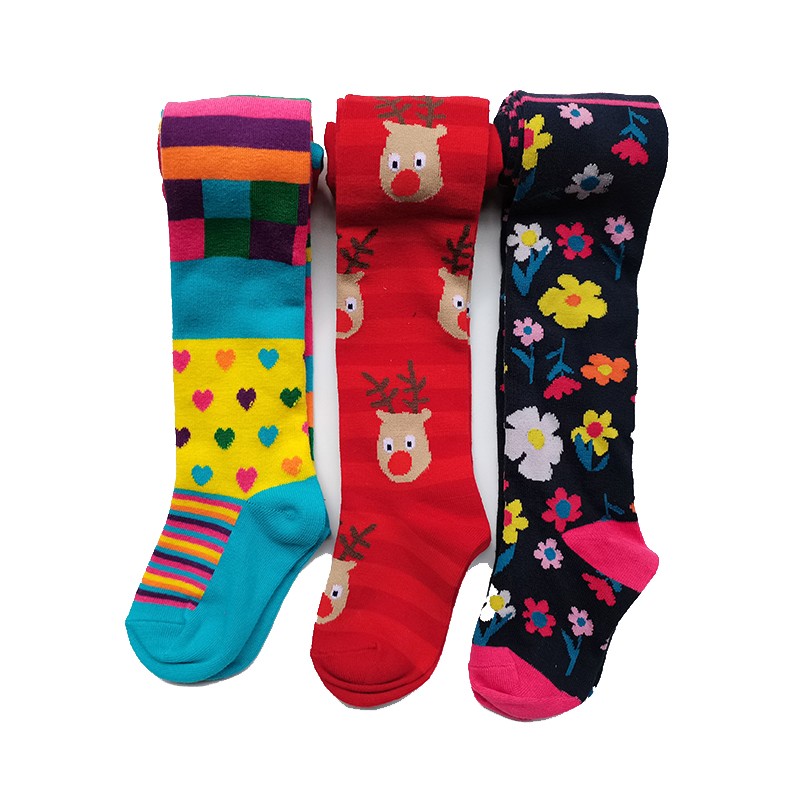 3pcs Girls Plaid Tights Kids Socks Spring Autumn Christmas Baby Girl Clothes Floral Striped Tights For Girls Pantyhose