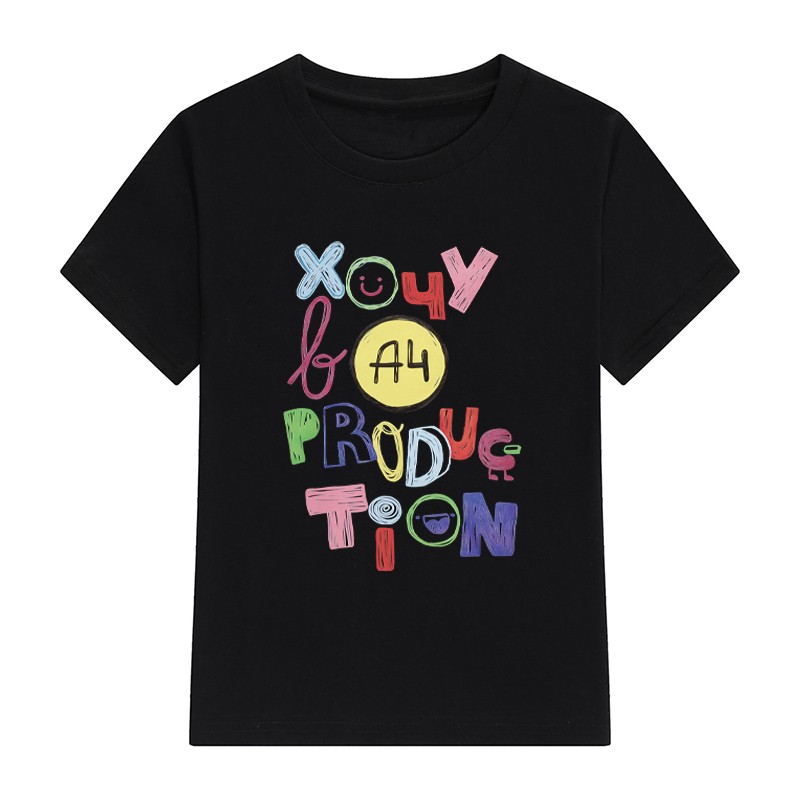 Children's Merch A4 T-shirt Spring Summer Boy "Want A4 Production" Print Fashion Family Clothes Girl's Casual T-shirt Tops