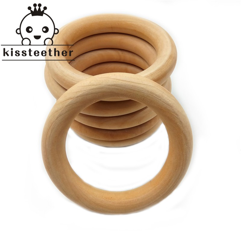 20pcs Wooden Teething Ring Baby Teether 25-98mm DIY Nursing Material Accessories Necklace Making Small Rod Ring