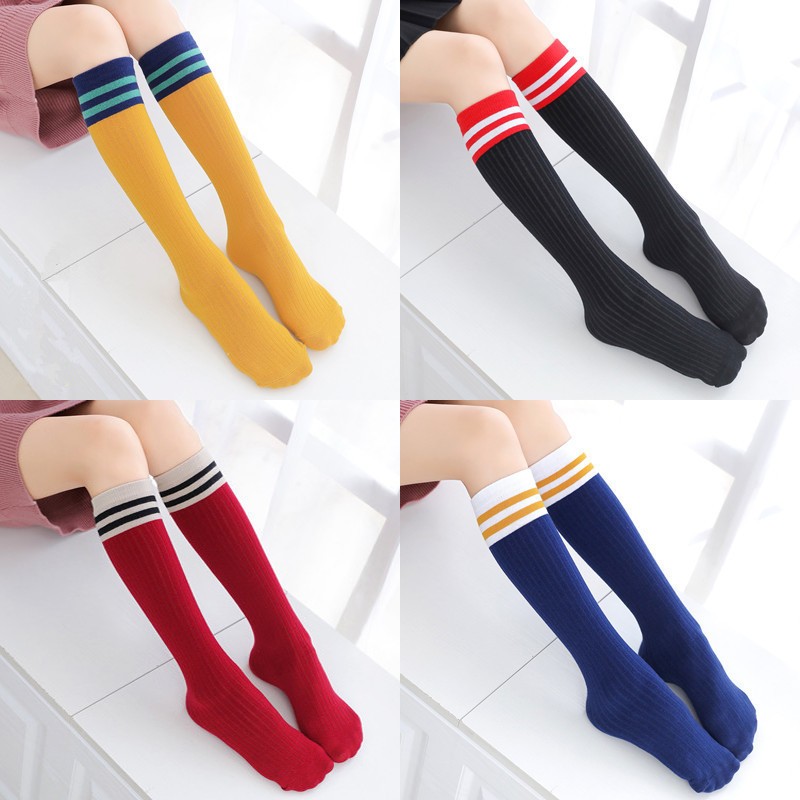 Kids Boys Toddlers Girls Socks Knee High Long Soft Cotton Baby Socks Stripped Children Socks School Clothes 4-9 Years