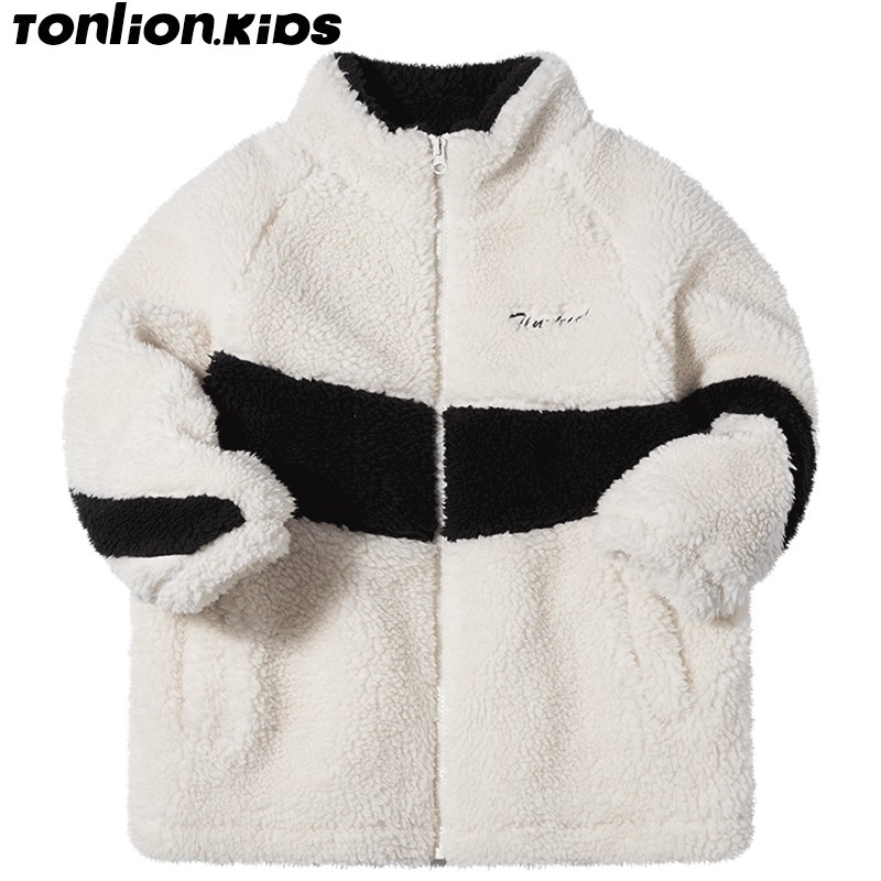 TON LION KIDS Winter Soft Coat High Collar Warm Coat Zipper Soft Coat Boy's Clothes Suitable for 5 To 12 Years Old