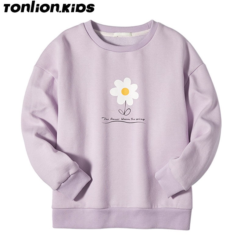 Ton Lion Kids Printed Long Sleeve Spring and Autumn Girls Fashion Casual Loose Round Neck Sweater 5-12 Years