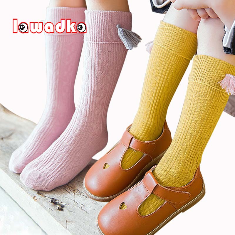 Pradka 2022 New Tassel Kids Socks Cotton Baby Toddler Knee High Socks Toddler Princess Girls Socks Children Clothing Accessories