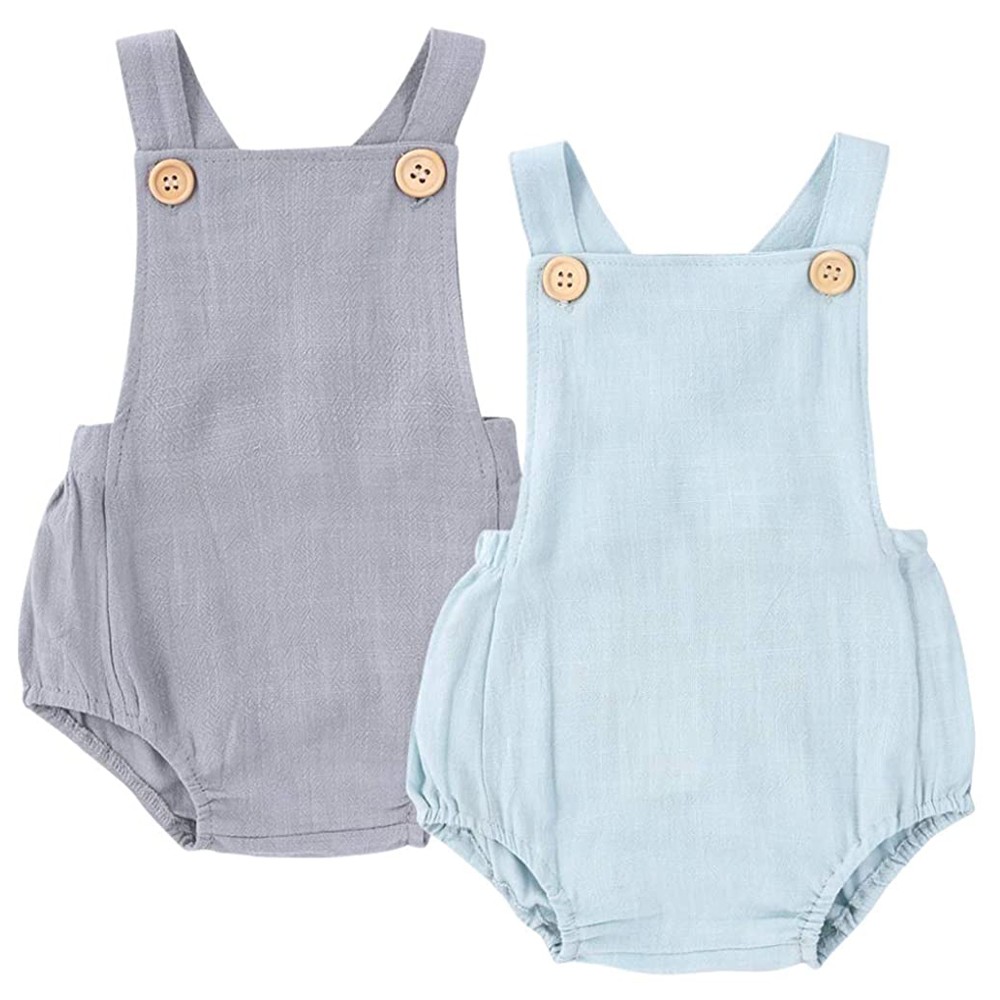 Summer Newborn Infant Baby Boys Girls Rompers Playsuit Jumpsuit Overalls for Kids Cotton Linen Sleeveless Baby Clothing