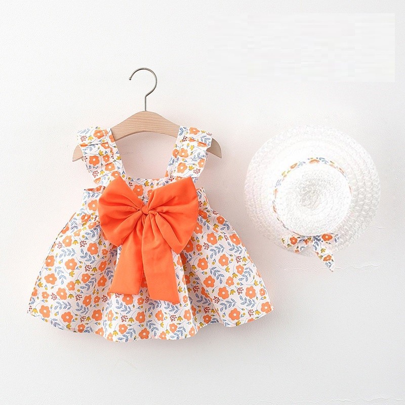 Summer Newborn Baby Clothes Infant Girl Clothes Korean Cute Flower Print Sleeveless Cotton Beach Sundress Princess Dresses