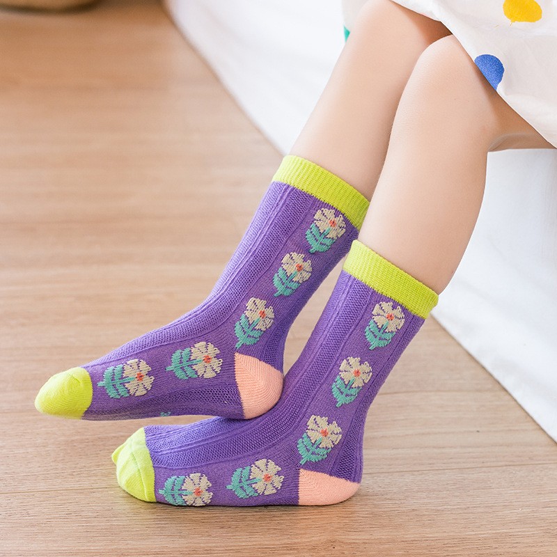 3pcs/lot Spring and Autumn 3-8T Children's Socks Baby Girls Mid Tube Socks Toddler Socks Comfortable Soft Picnic Infant Socks