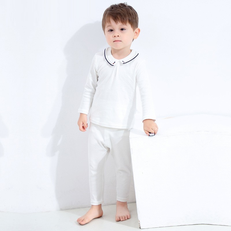 Baby cotton clothes, long-sleeved shirt and white pants, simple, spring and autumn new collection