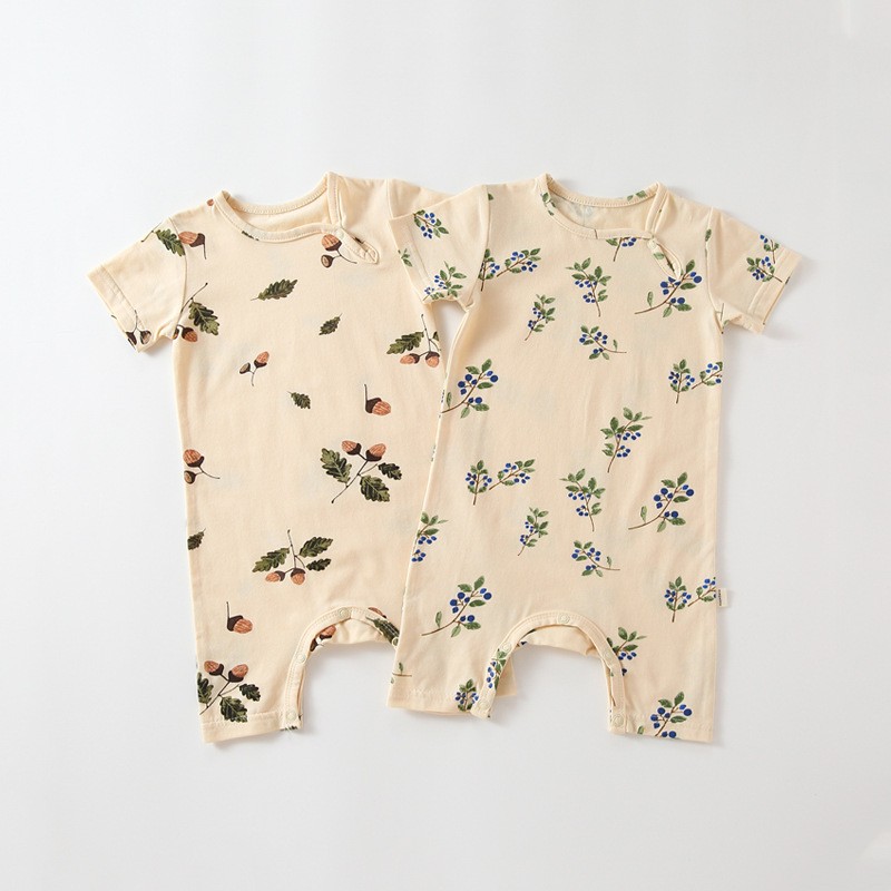 YG newborn tight jumpsuit boys summer clothes girls cotton foreign style printed thin baby short-sleeved jumpsuit summer style