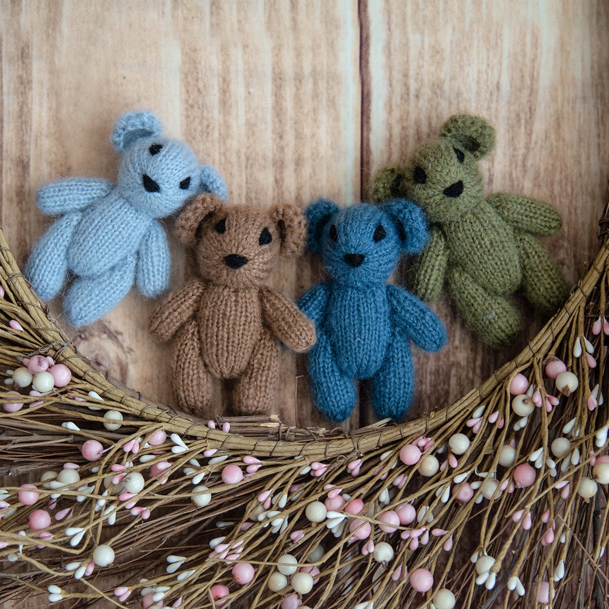 Newborn Teddy Bear Knit Mohair Animal Stuffer Photography Props Crochet Baby Photo Shoot