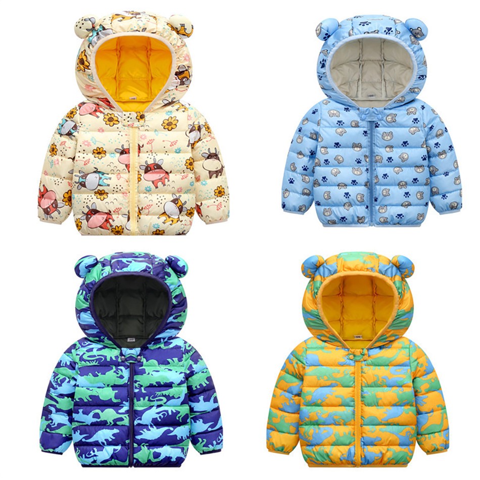 Autumn Winter Baby Kids Solid Outerwear Infant Boys Girls Hooded Jacket Coats Clothes Christmas Cotton Quilted Clothes JYF