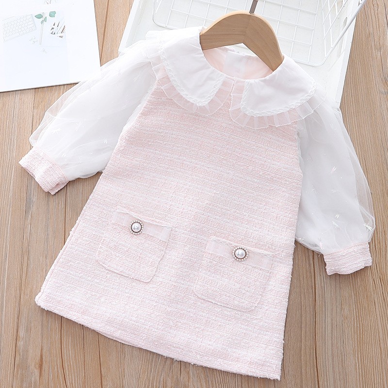 Sweet Girls Dress Spring Autumn Gauze Long Sleeve Elegant Princess Dresses For Kids Children Clothing