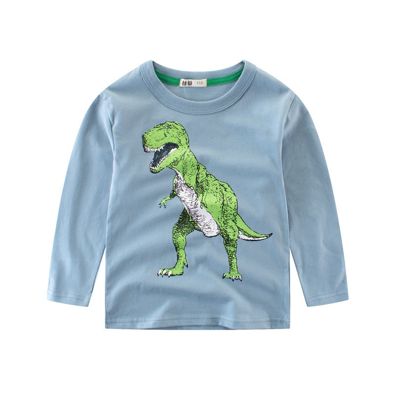 Kids Boys Dinosuar Printed T-Shirt Long Sleeve Cotton Children Tops Autumn