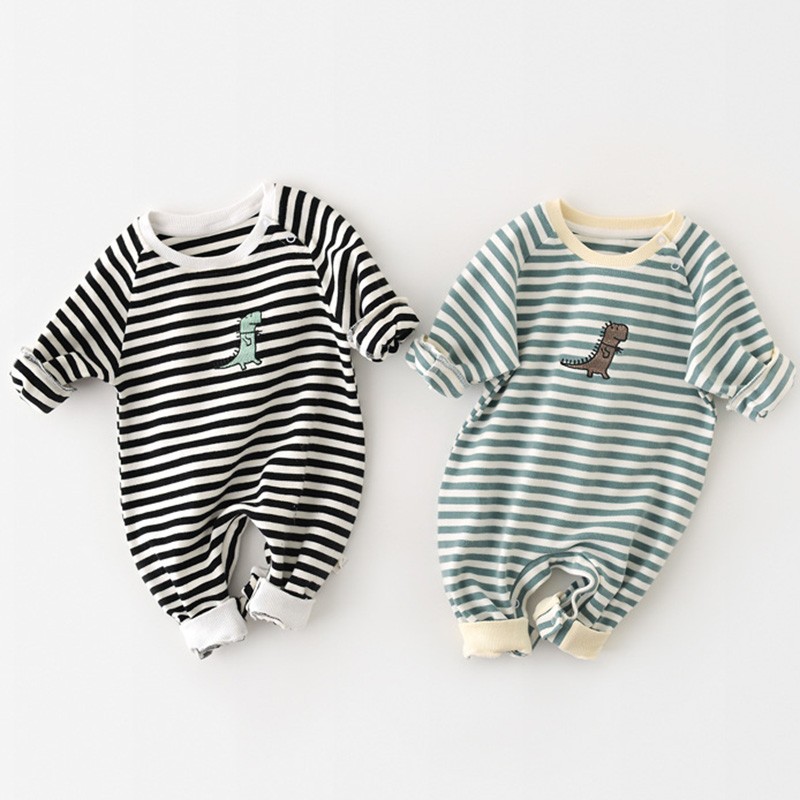 Baby Boys Long Sleeve Spring 2022 Clothes Newborn Baby Romper Striped Bodysuit 3-18 Months Baby Clothes