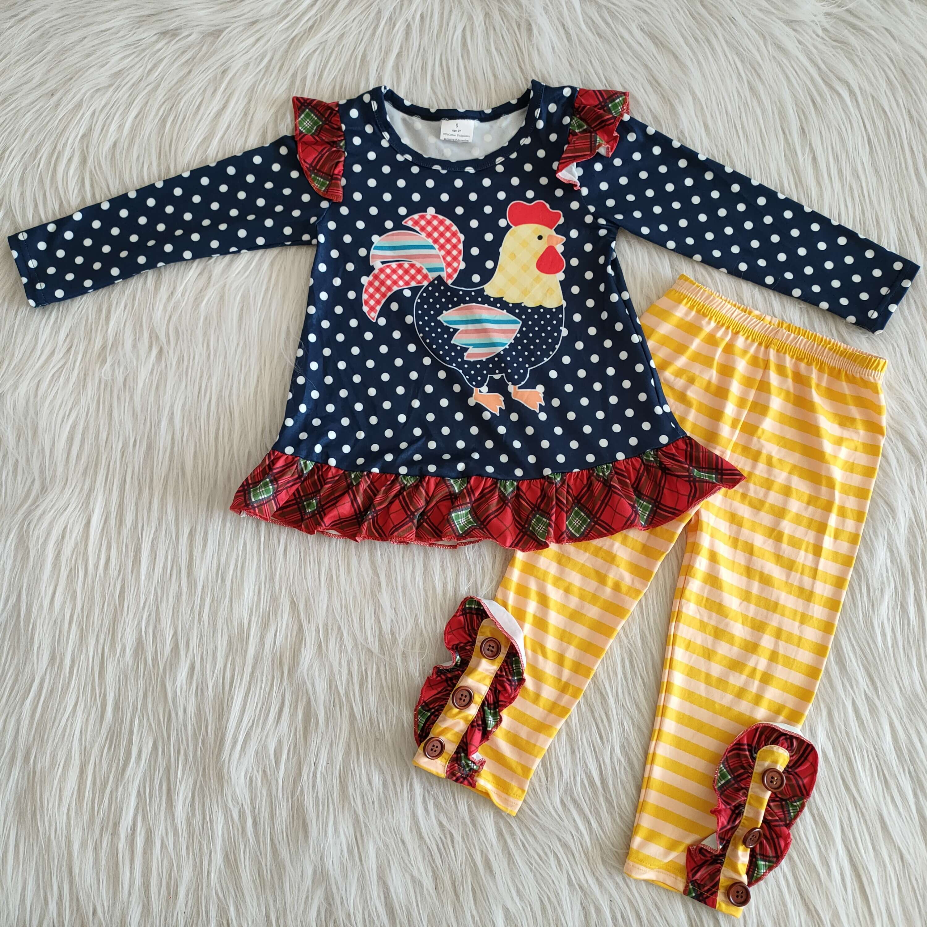 Kids Tops & Pants Set RTS . Rooster Design Long Sleeve Clothes