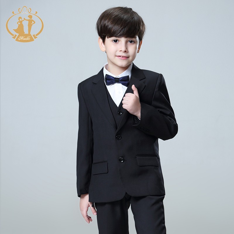 2021 spring autumn formal suit for boy set children party host wedding costume black blazer jacket pants 3pcs clothing wholesale