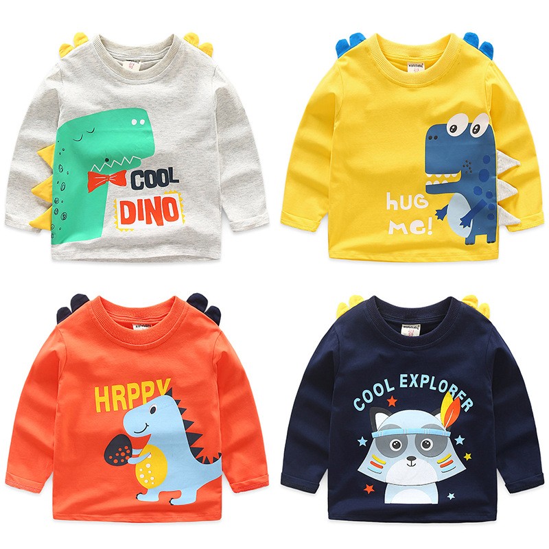 Kids Boys Cartoon T-short Autumn Long Sleeve Primer Tops