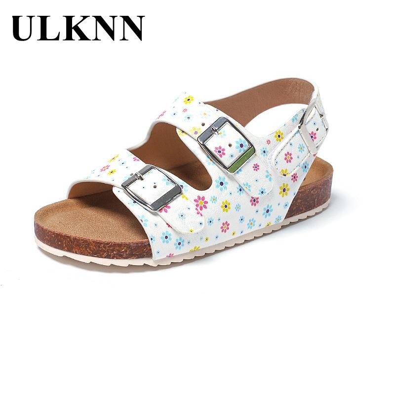 2022 Fashion Women Sandals Summer White Soft Anti-slip Kids Shoes Children Cork Shoes For Girls Sandals Commercial Beach Shoes