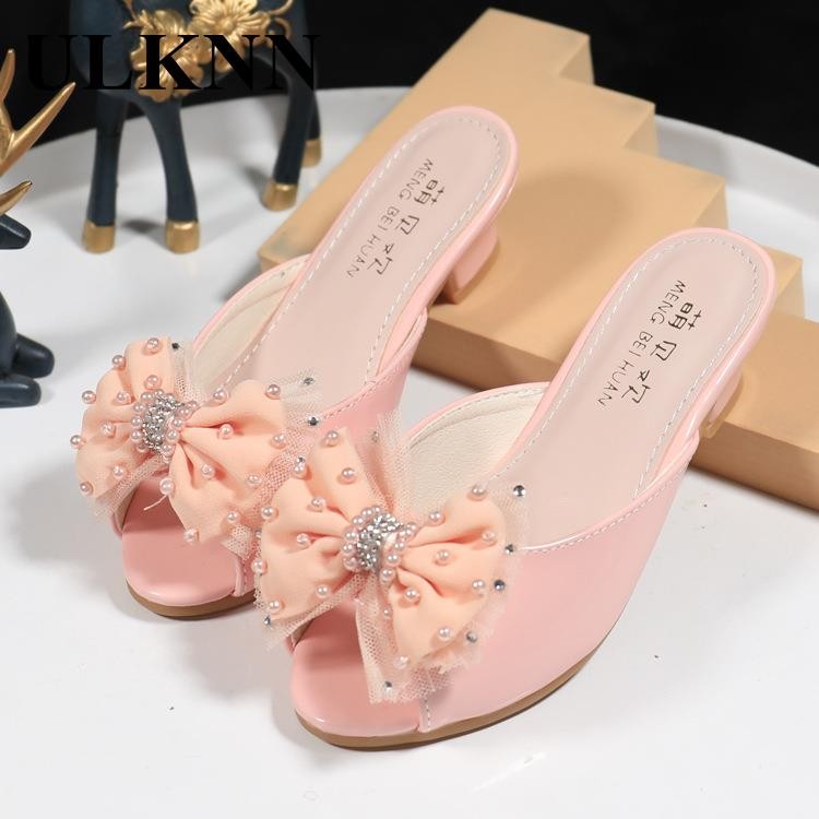 2022 New Kids Slippers Princess Girls Sandals Blue Stall Children High Documentary Slippers Pink Shoes Baby