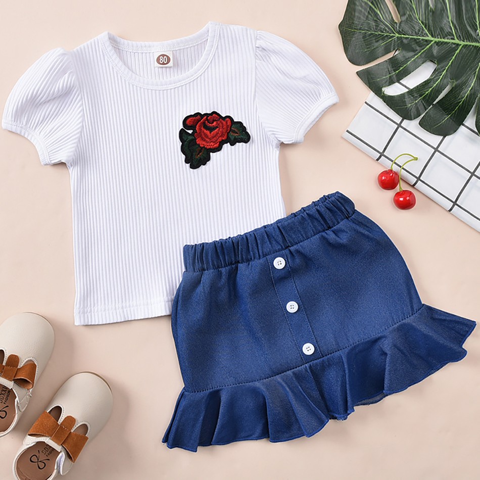 Summer Children Girls Dress Ribbed Knitted Girls Ruffles Princess Dresses Casual Teenage Daily Kids Clothes 1-4Y JYF