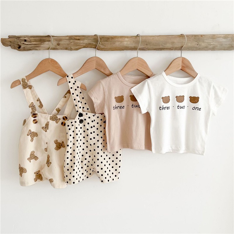 2022 Summer Baby Boys Girls 2 Pieces Sets Cotton Cartoon Short Sleeve Round Collar T-shirt + Shorts Infant Suit Clothes Set