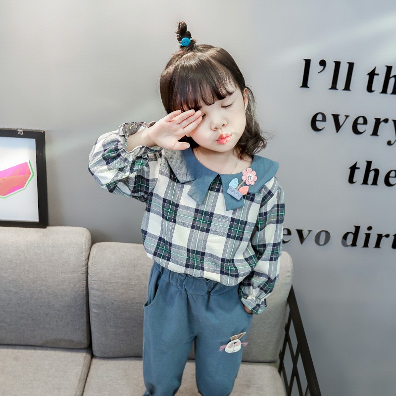 Baby Girls Clothes Sets Kids 2022 Fashion Infant Spring Autumn Sweet 2pcs Print Clothes Doll Collar Tops+Pants Baby Suits