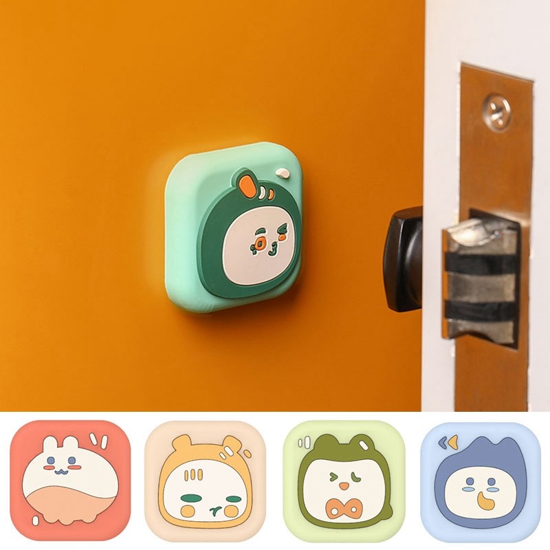 4pcs Silicone Door Bumpers Self-adhesive Wall Protectors Cute Mute Anticollision Cartoon Door Handle Protective Muffler Pad