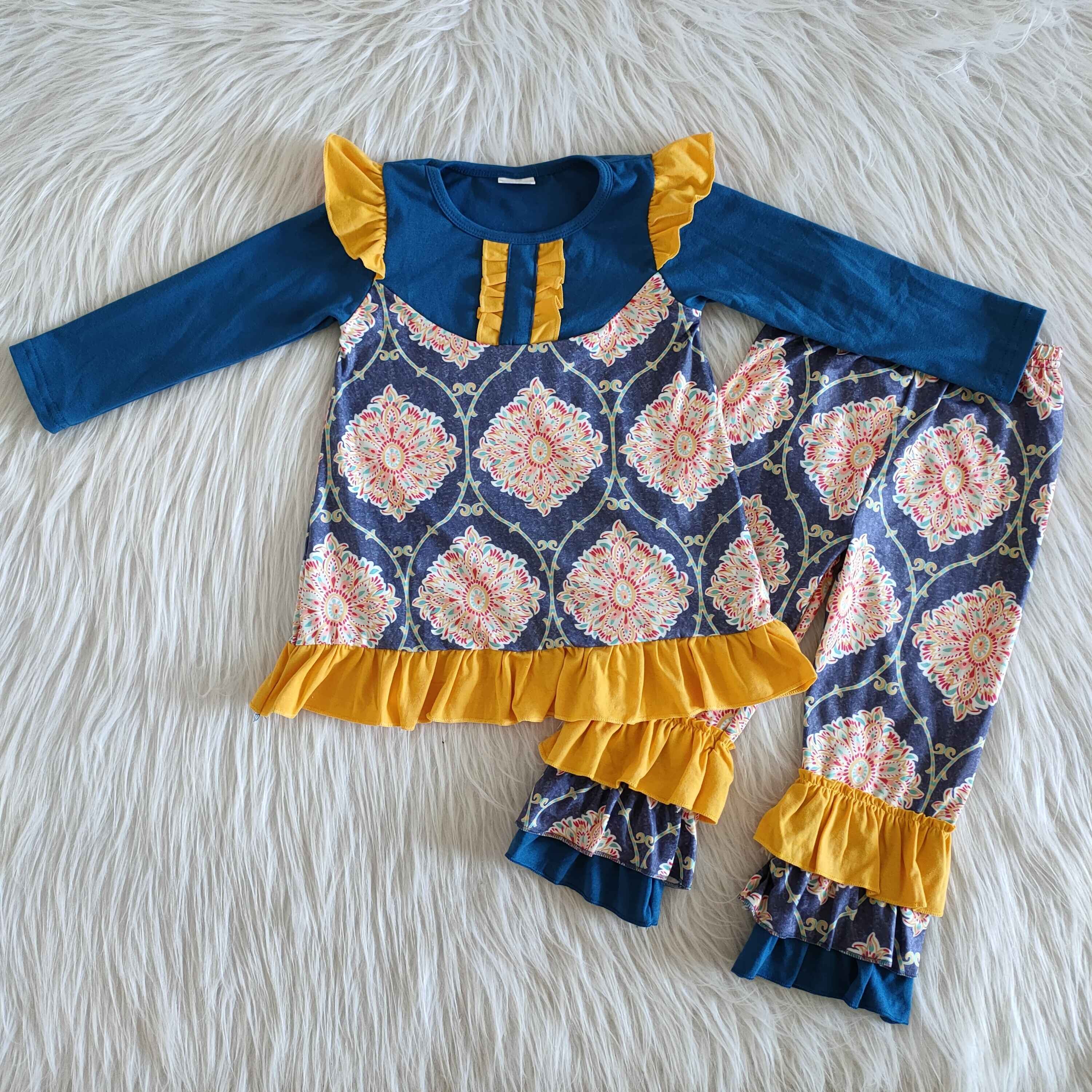 2020 wholesale baby girl clothes kids long sleeve pants set