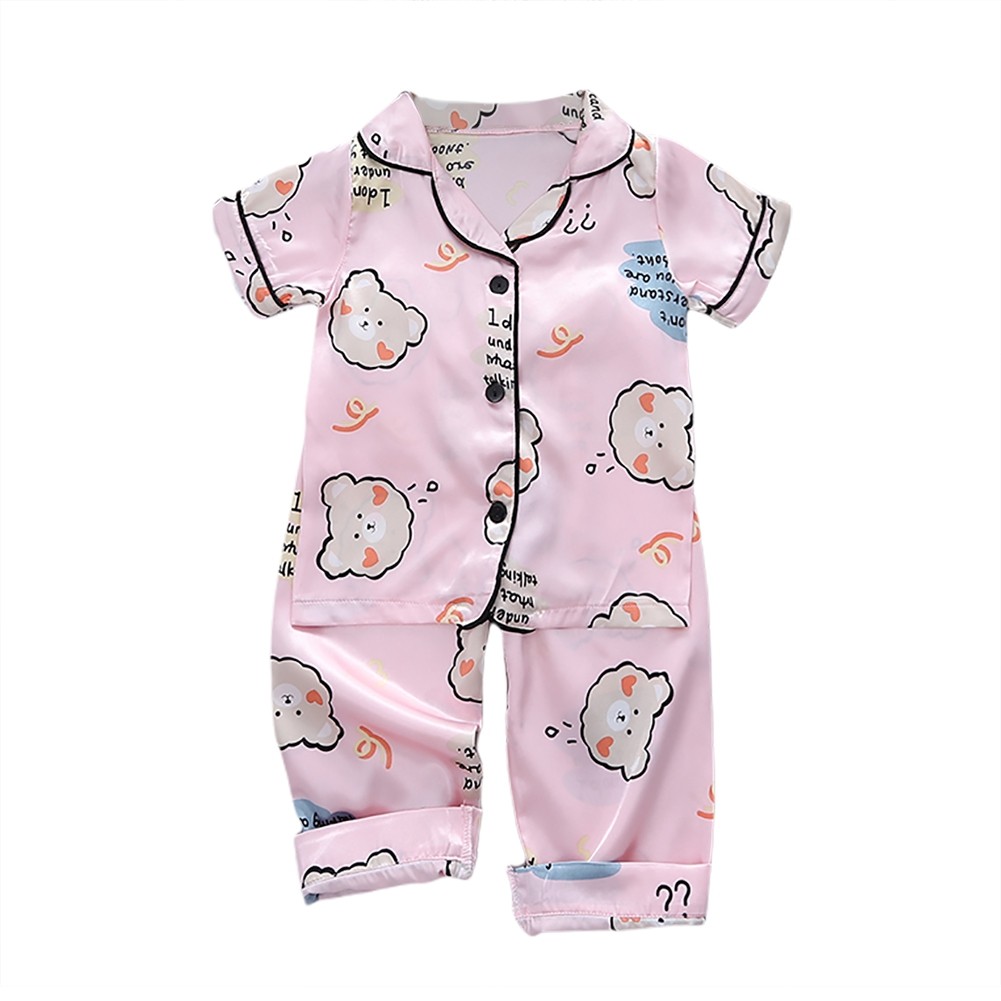 Summer 2pcs/set Kids Boys Short Sleeve Tops+Pants Sleepwear Cartoon Pajamas Home Children Girls Set 2-7 Years Kids